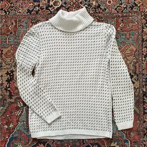 Karen Scott Knit White Patterned  Turtleneck Sweater size M 100% Cotton